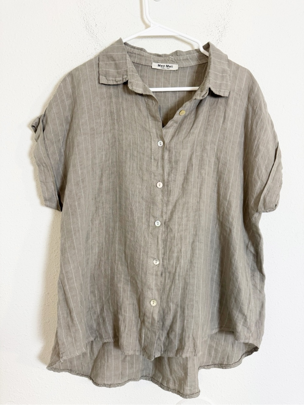 Meo meli linen short sleeve button down shirt